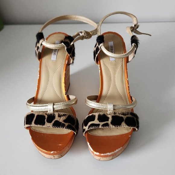 Leopard Print Wedge Sandals - Picture 2 of 5